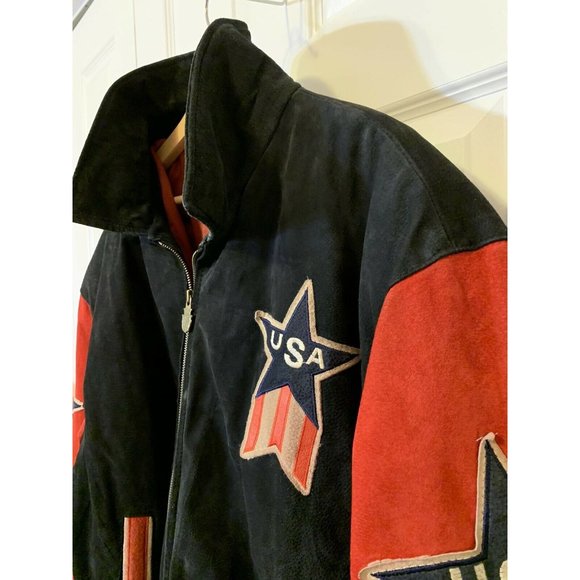 Vtg Michael Hoban WhereMI USA Big Stars Stripes Bomber Jacket Sz XL Soft - Picture 3 of 12